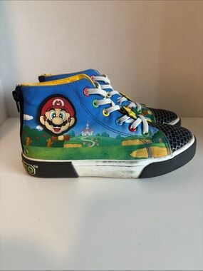 Nintendo Mario Kids High-Top Sneakers in Blue and Green